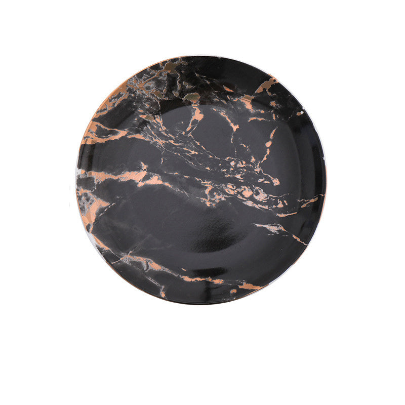 Western Ceramic Steak Plate – High-Temperature Fired Porcelain with Gold Trim