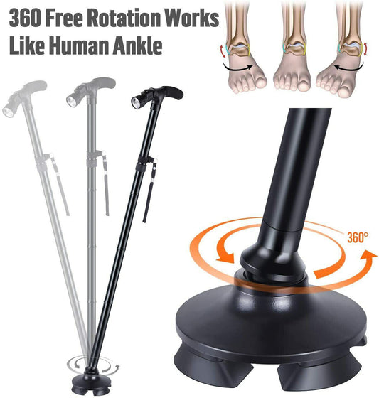 Collapsible Safety LED Walking Stick Adjustable Travel Hiking Cane Trekking Pole