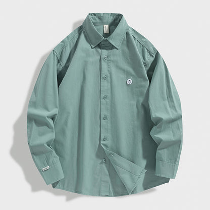 LKTM Men's 2024 Spring Japanese Style Retro Minimalist Long Sleeve Shirt