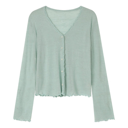 Tree Fungus-like Lacework Knitted Button Cardigan