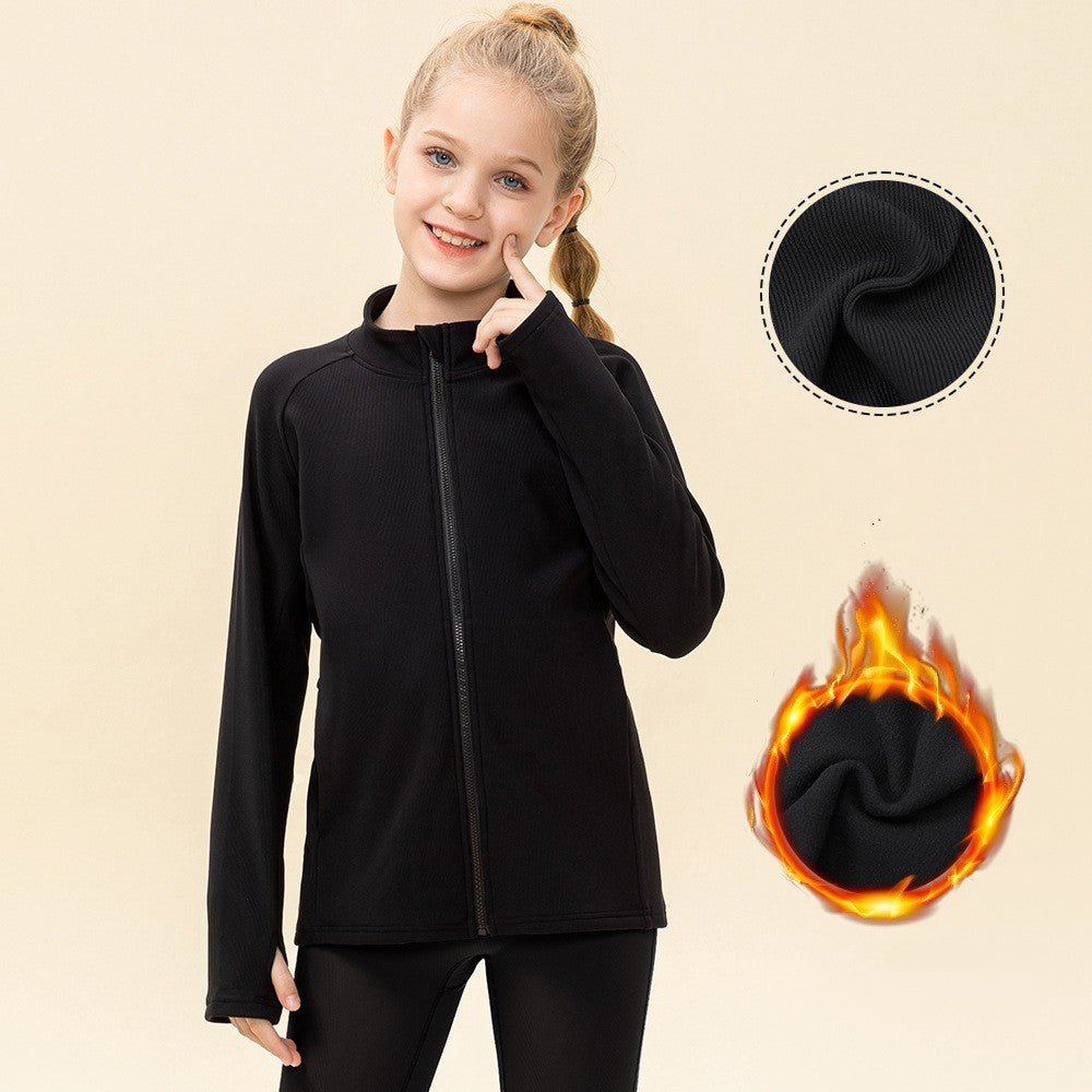 Kids' Warm Yoga Suit – Zipper Running Jacket with Super Stretch Fabric
