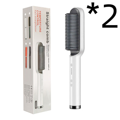2-in-1 Hair Straightener & Curling Hot Comb – Negative Ion Ceramic Brush | Dual-Purpose Styling Tool