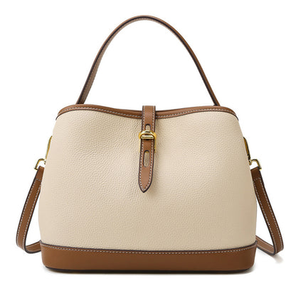 Lychee Pattern PU Leather Bucket Shoulder Bag – Large Capacity Contrast Color 2-Pack Set