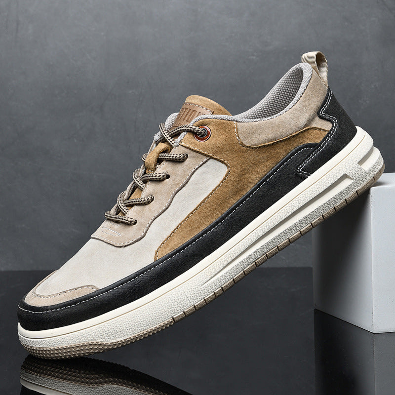 Men’s Retro Low-Top Sneakers – Flat, Pigskin Leather