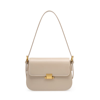 European Retro Genuine Leather Crossbody Bag for Women – Lock Design, Soft Cowhide, Daily Style